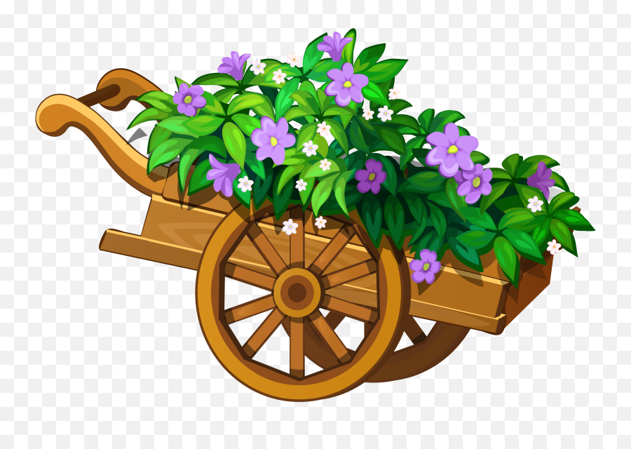 Gardening Clipart Indoor Garden - Dibujo Carreta Con Flores Emoji,Garden Clipart