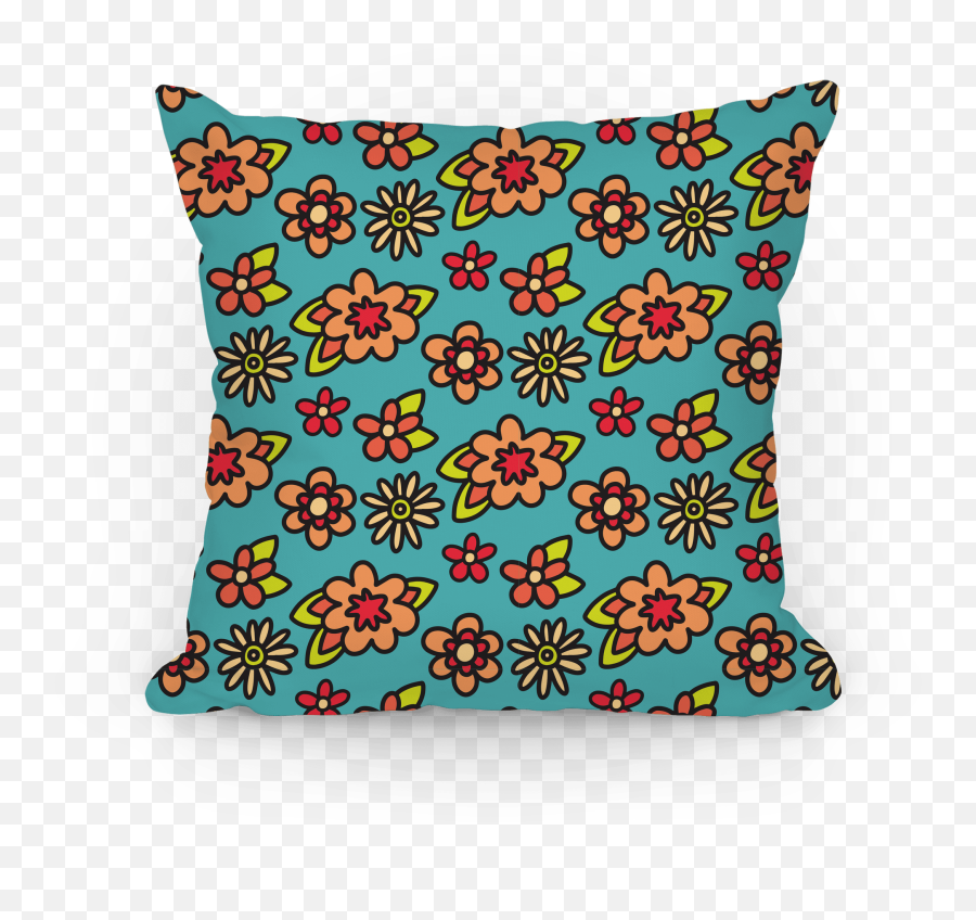 70s Flower Pattern Pillows - Decorative Emoji,Flower Pattern Png