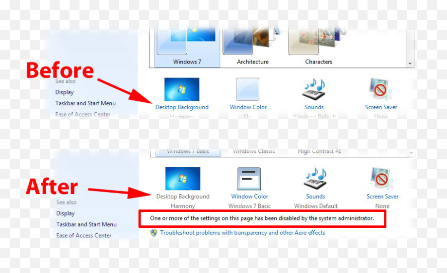 Prevent Users Changing Desktop Emoji,Windows 7 Logo Backgrounds