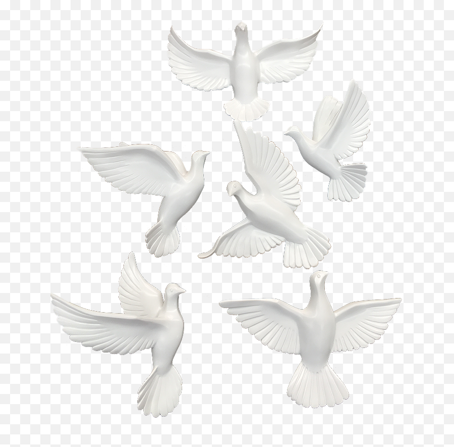 Set 6 Resin Wall Doves - Home Decorhome Decor Accents Emoji,White Doves Png