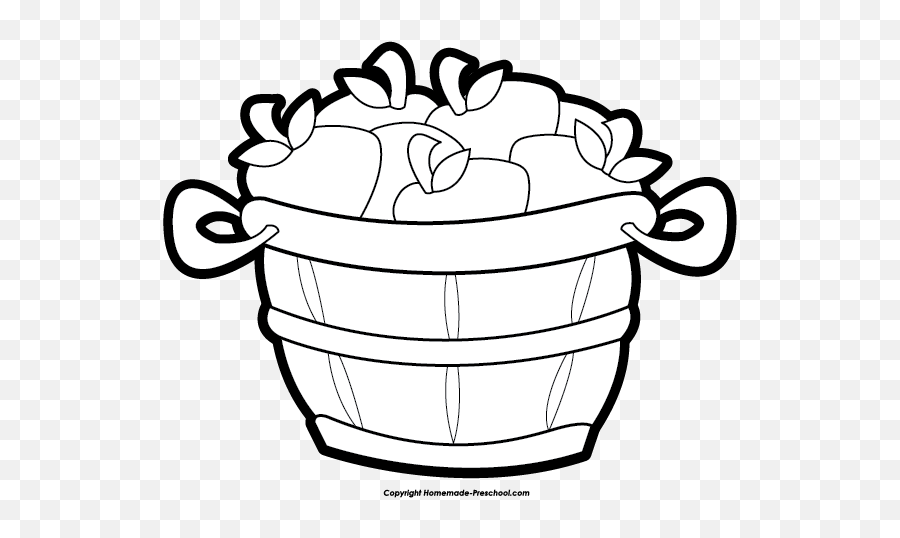 Free Apple Clipart - Apple In The Basket Black And White Clipart Emoji,Apple Clipart