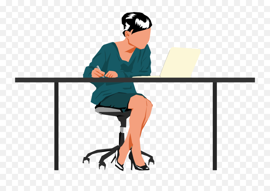 Woman Sitting At Desk Clipart - Person Sitting At Desk Clipart Emoji,Desk Clipart