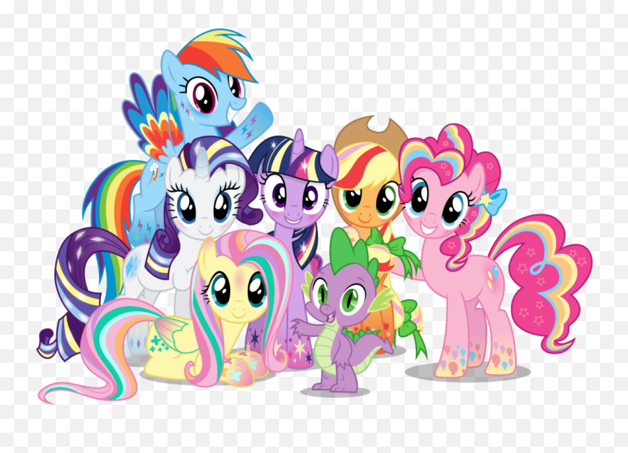 My Little Pony Clipart Group - Rainbow Power My Little Pony Mane 6 Emoji,My Little Pony Logo