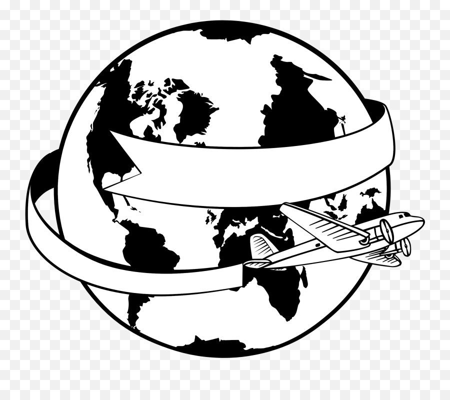 Svg Freeuse Around The World Clipart - Around The World Clipart Black And White Emoji,World Clipart