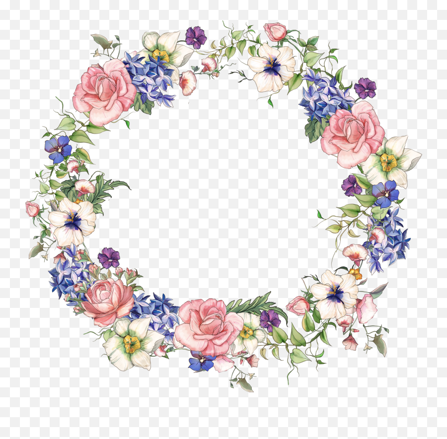 Floral Wreath Watercolor Flowers Emoji,Flower Wreath Clipart