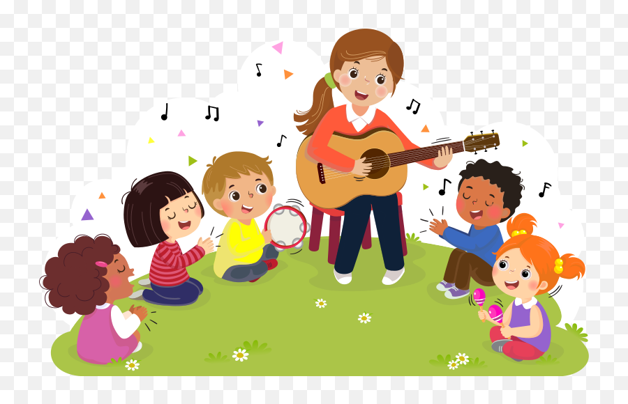 Kids On A Yellow Background Kids Bedroom Wall Sticker Emoji,Children Singing Clipart