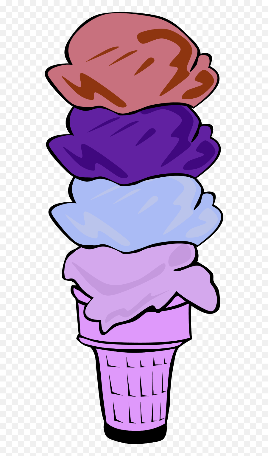 Four Scoop Ice Cream Cone - Ice Cream Emoji,Ice Cream Cone Clipart