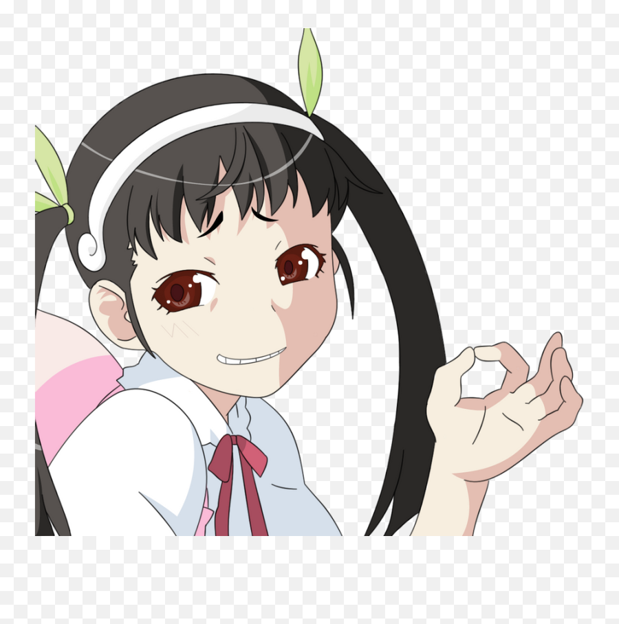 Anime Girl Face Meme Funny Png Download - Hachikuji Mayoi Ok Hand Emoji,Funny Png
