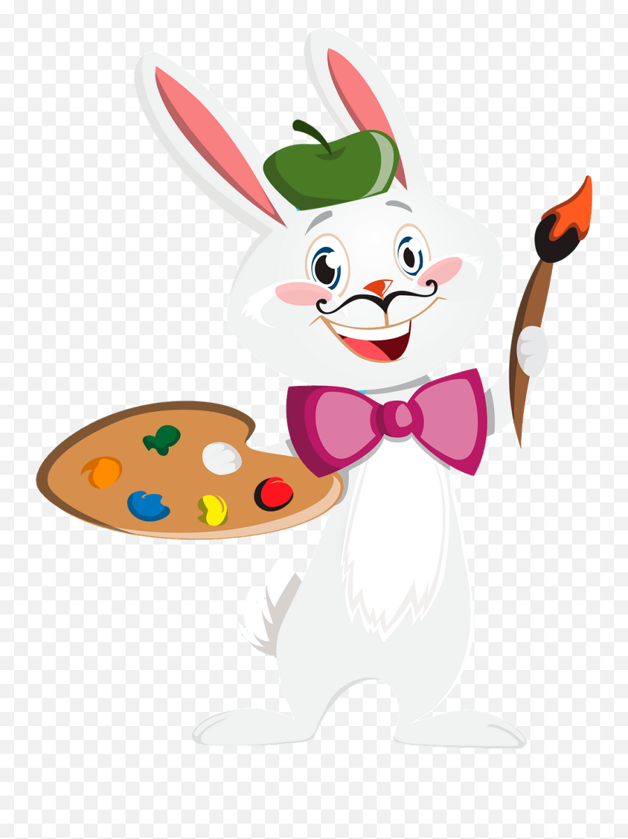 Bunny Painter Clipart Free Download Transparent Png - Cute Animal Artist Clip Art Emoji,Painter Clipart