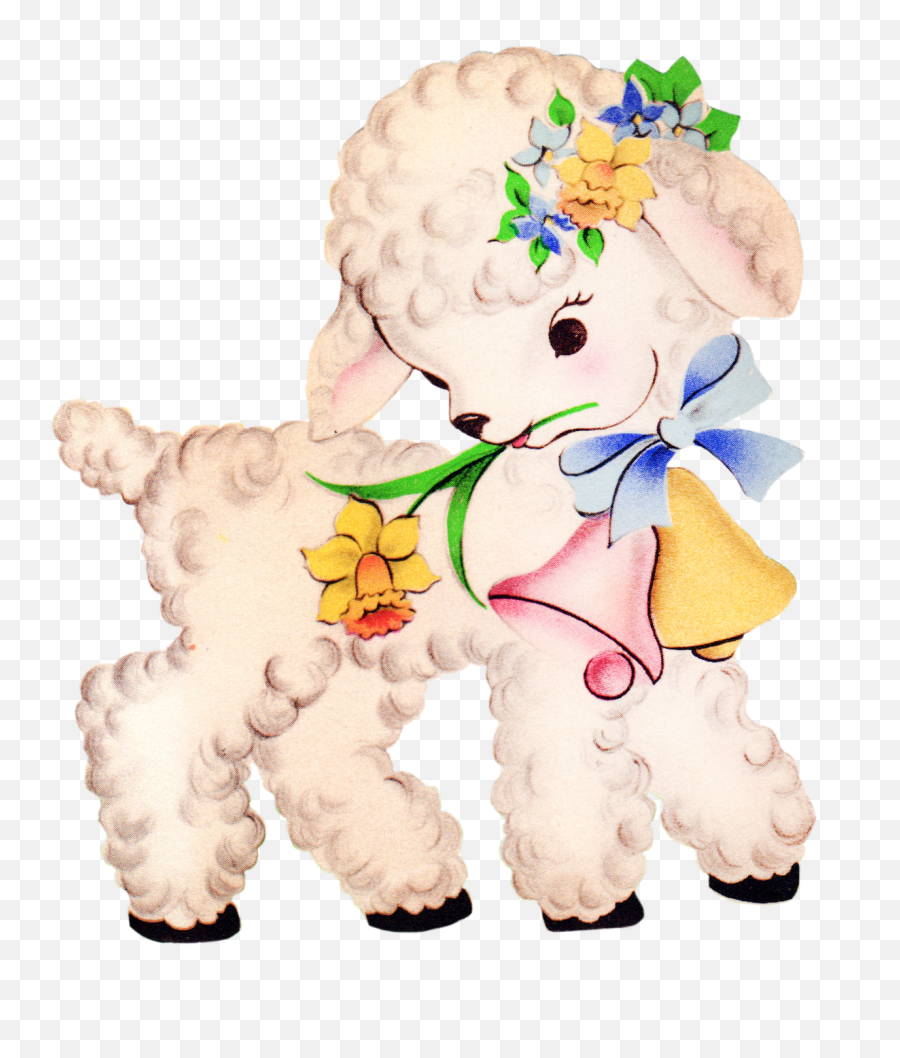 Free Vintage Baby Lamb Clipart - Free Pretty Things For You Baby Lamb Art Transparent Emoji,Religious Christmas Clipart