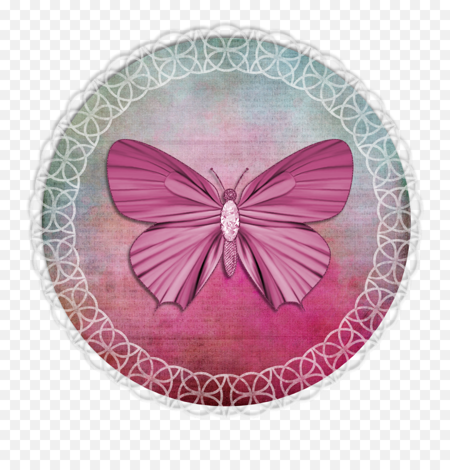 Painted Pink Butterfly In A Lace Circle Free Image Download Emoji,Pink Butterfly Png