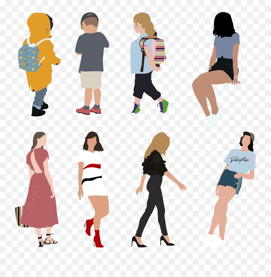 Flat Vector People Pack 01 Vector Illustration People - People Illustration Png Emoji,People Walking Png