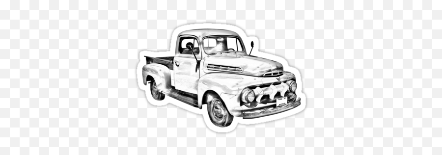 1951 Ford F - 1 Pickup Truck Illustration By Kwjphotoart 1951 Ford Truck Drawing Emoji,Pickup Truck Clipart