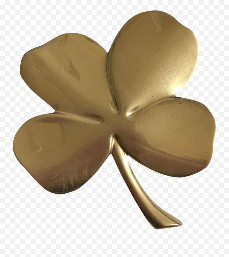 24k Gold Tone Plated Brass Four Leaf - Clover Emoji,Four Leaf Clover Png