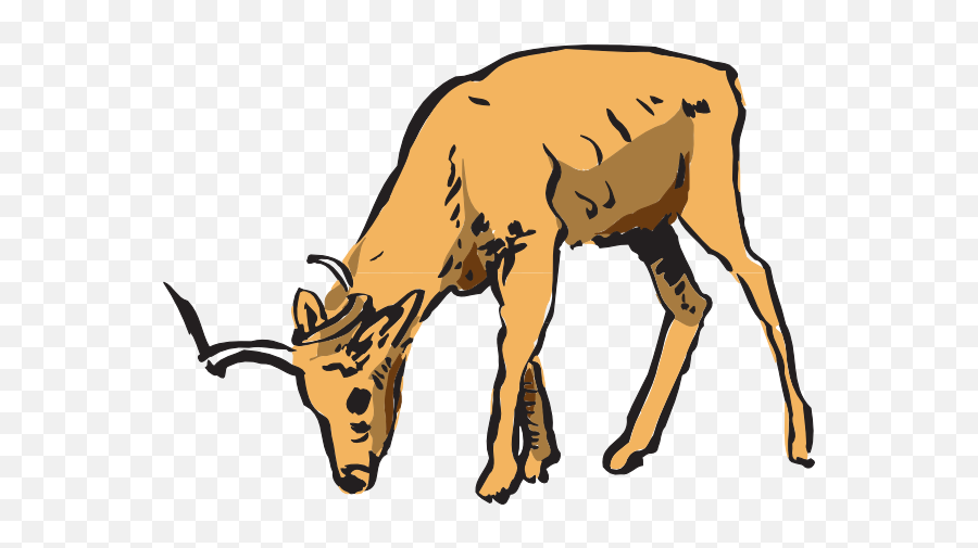 Antelope Eating Clip Art At Clker - Deer Eat Grass Drawing Emoji,Eating Clipart