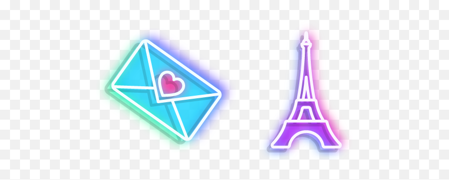 Neon Eiffel Tower And Love Letter Cursor U2013 Custom Cursor Emoji,Neon Triangle Png
