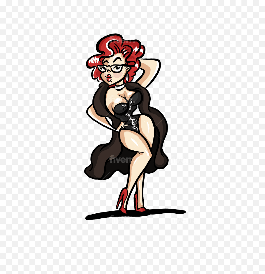 Draw A Cute And Sexy Pin Up Pinup Girl By Toonimals Fiverr Emoji,Pinup Clipart