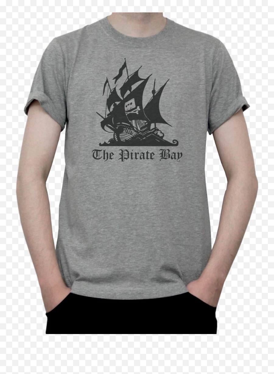 The Pirate Bay Black Ship Logo T - Shirt Web It Hacker Internet Torrent Grey White Piratebay Logo Emoji,Ship Logo