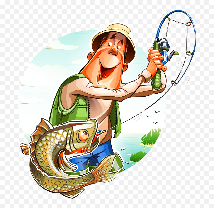 Fishing Clipart Illustration - Fisherman Clipart Png Fisherman And Fish Emoji,Bass Fishing Clipart