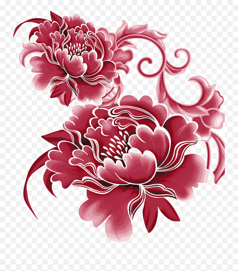 Download Chinese Flower Pattern Png - Chinese Flower Vector Png Emoji,Flower Pattern Png