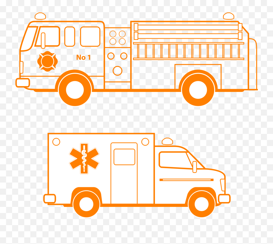 Fire Truck Clipart Ems - Cartoon Ambulance Clipart Black And White Emoji,Fire Truck Clipart