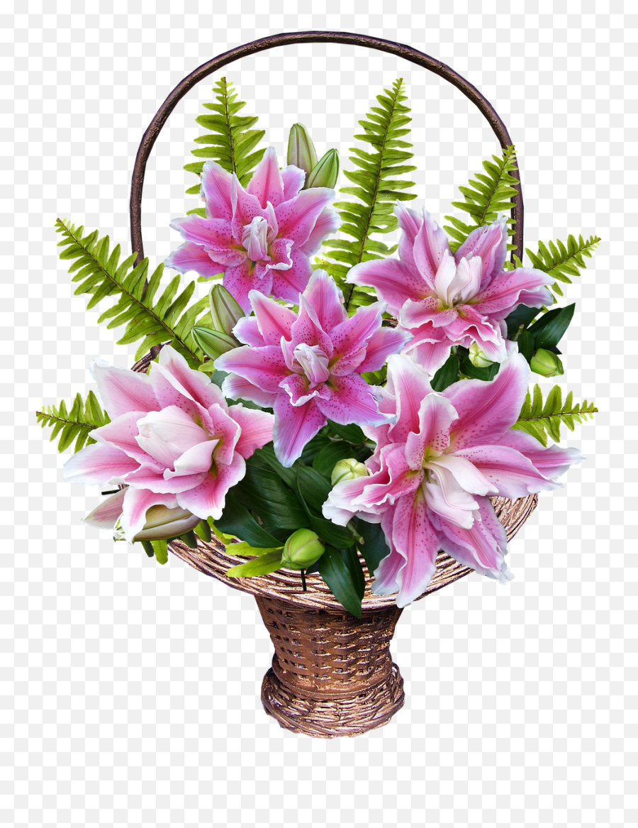 Download Free Photo Of Basketlilyflowersarrangementfree Emoji,Vase Of Flowers Clipart