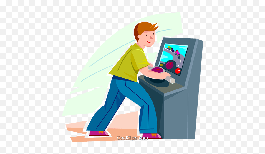 Download Hd Boy Playing A Video Game Royalty Free Vector - Person Playing At The Arcade Cartoon Emoji,Royalty Free Clipart