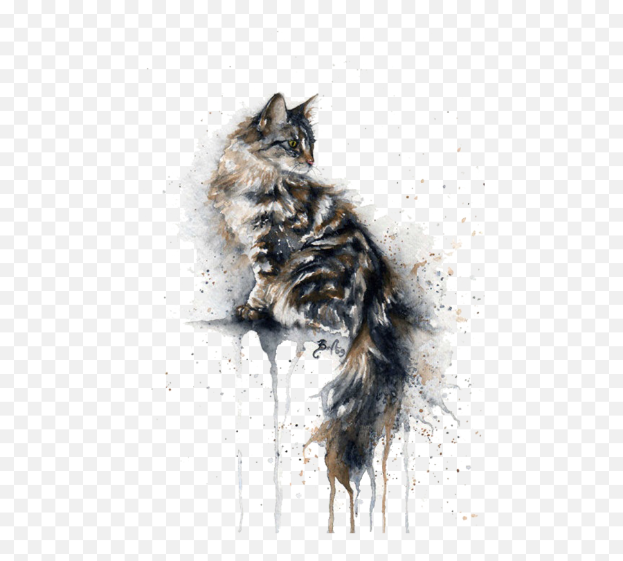 On Elevated Cat Watercolor Kitten Painting Drawing - Cat Emoji,Grumpy Cat Clipart