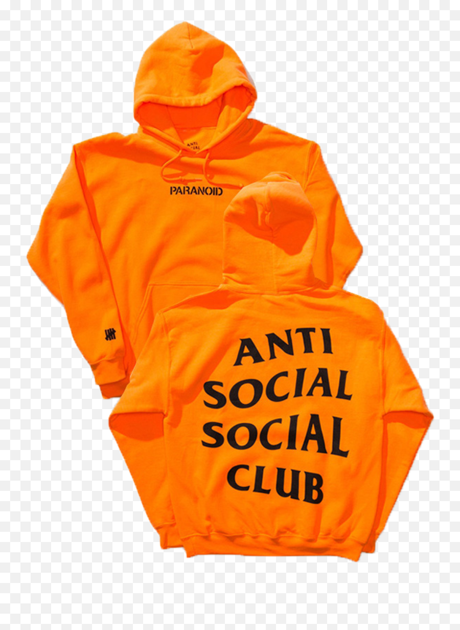 Anti Social Social Club X Undefeated Paranoid Hoodie Complex Con Exclusive Orange - Assc Basic White Tee Emoji,Anti Social Social Club Logo