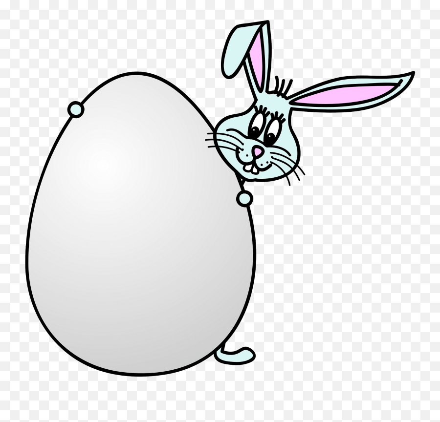 Bunny Hiding Behind An Egg Clipart Free Download - Zajac Wielkanocny Z Jajkiem Emoji,Egg Clipart Black And White