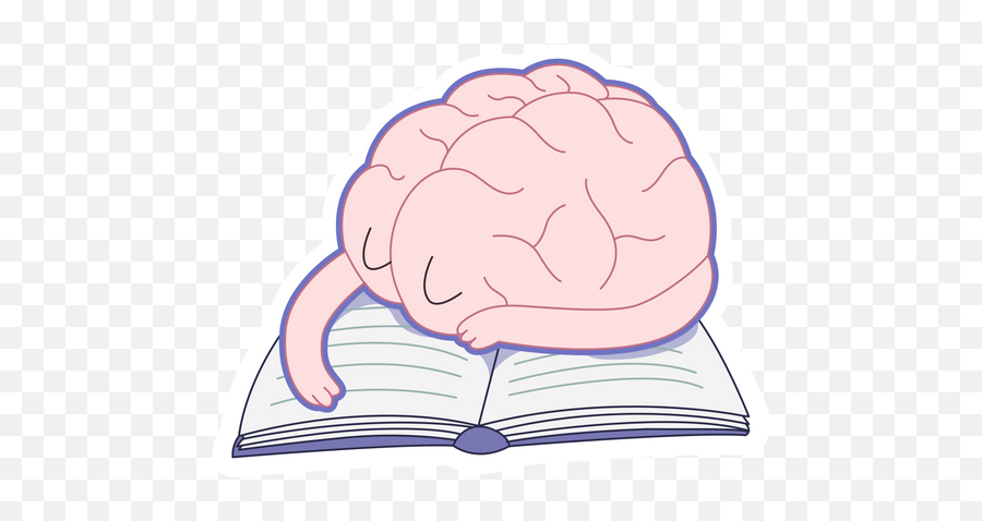 Tired Brain Sleeps On Book Sticker - Sticker Mania Emoji,Tired Png