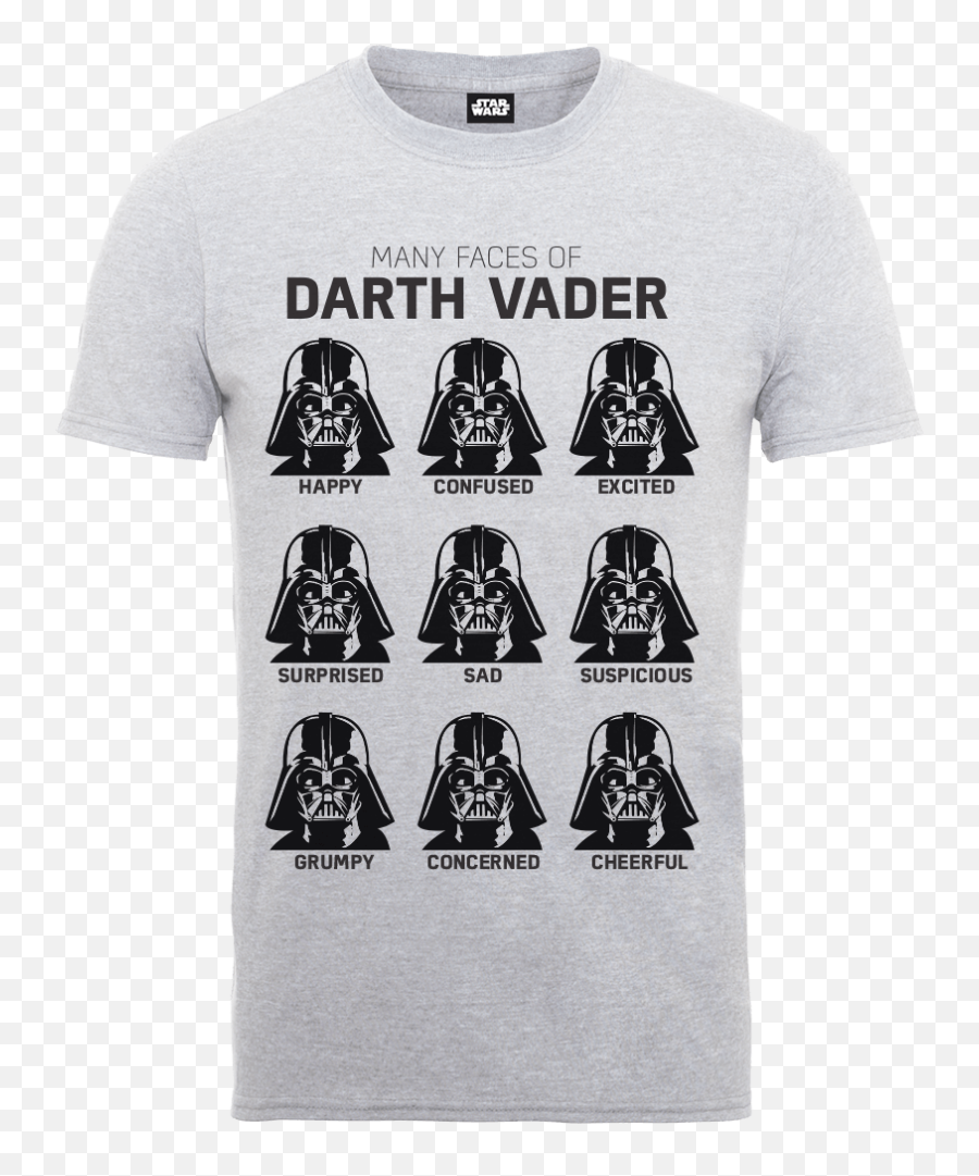 Star Wars Many Faces Of Darth Vader T - Shirt Grey Emoji,Darth Vader Logo