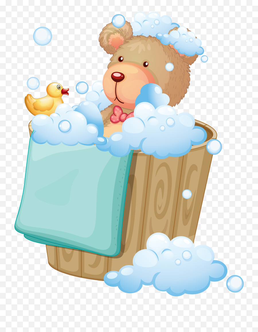 Hot Bathroom Illustration Bear Cartoon Bath Transprent - Toy Wash Clip Art Emoji,Bathtub Clipart