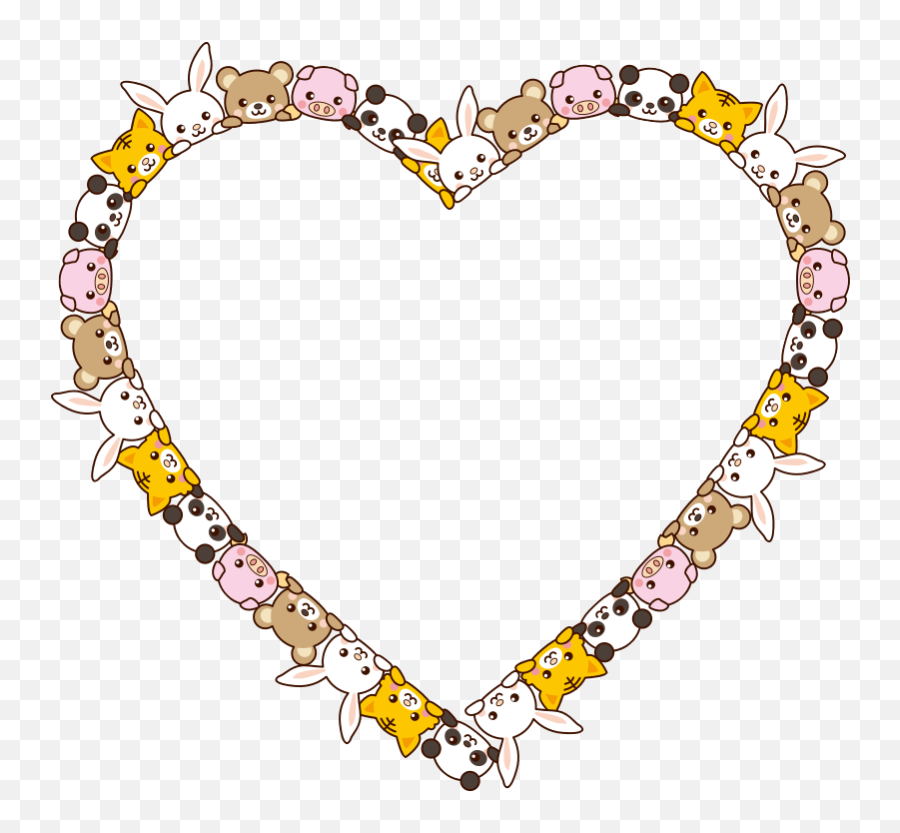 Cute Animals Heart Frame - Openclipart Emoji,Cute Animals Png