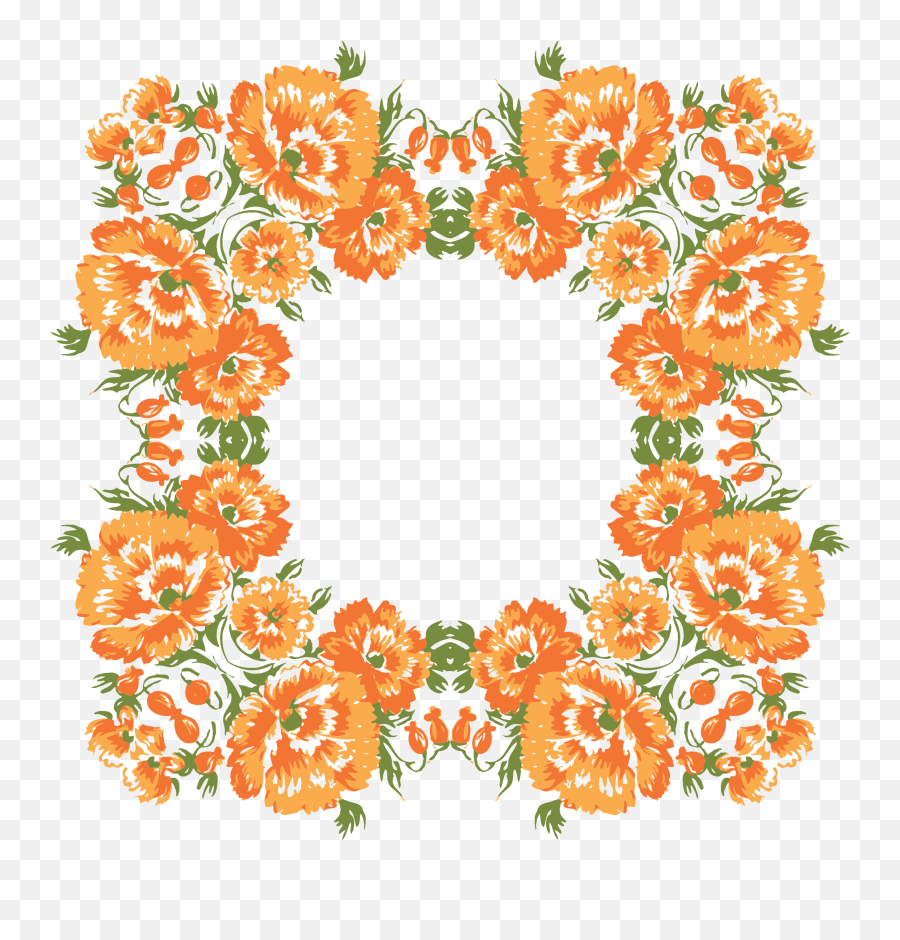 Orange Flowers Frame Png - Wedding Orange Flower Background Emoji,Flower Wreath Clipart
