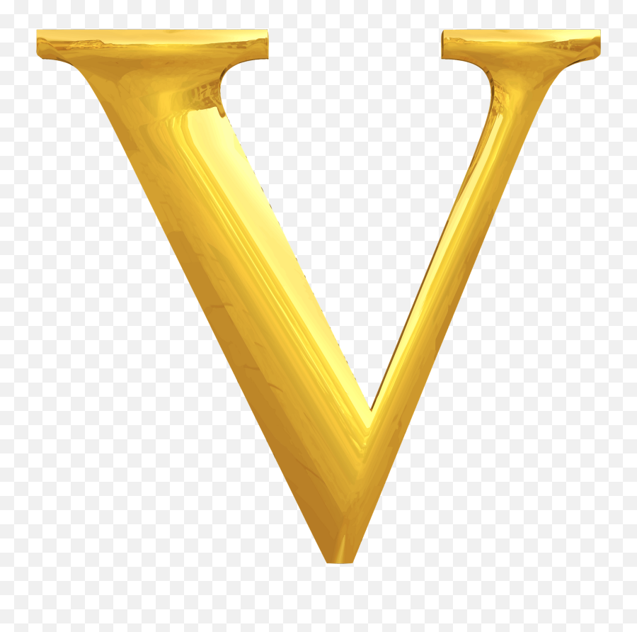 Gold Typography Letter V Transparent - Golden V Letter Png Emoji,V Png