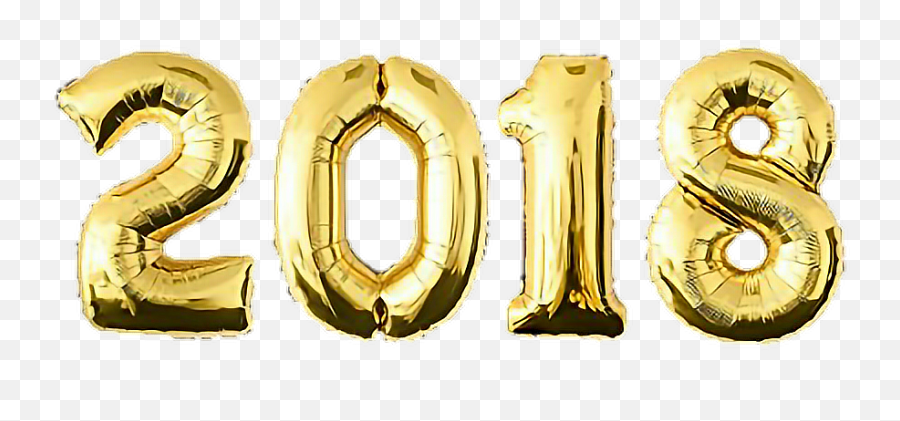 2018 Balloon Gold Numbers - Solid Emoji,Gold Balloons Png