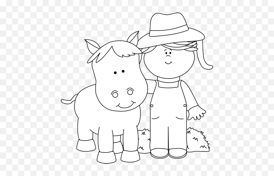 Farm Clip Art - Farm Images Cute Farm Black And White Clipart Emoji,Horse Clipart