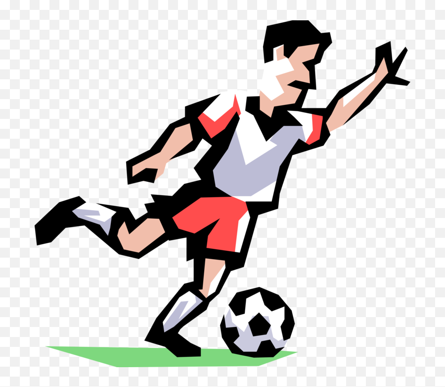 Soccer Football Player Strikes Ball - Vector Image Emoji,Soccer Ball Vector Png