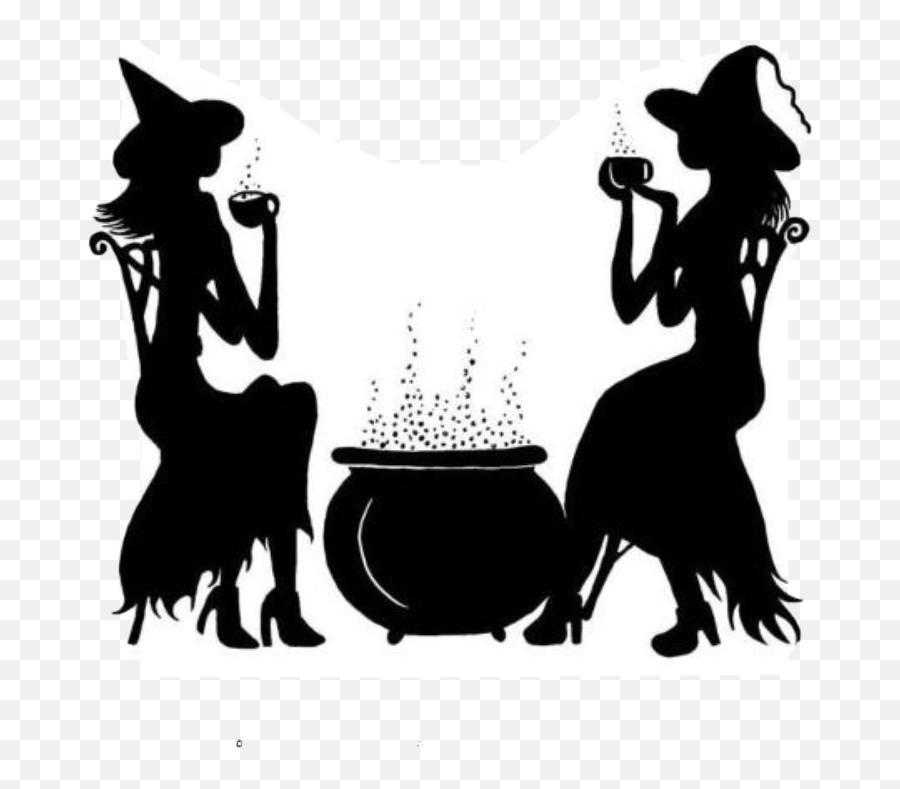 Witch Cauldron Silhouette Clipart Png - Silhouette Witch Clipart Emoji,Cauldron Clipart