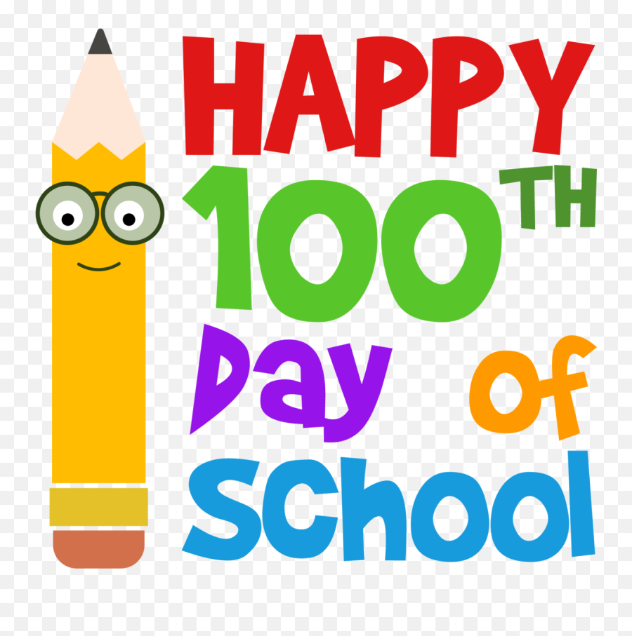 Pencil With Glasses - Happy 100th Day Of School Emoji,100th Day Of School Clipart