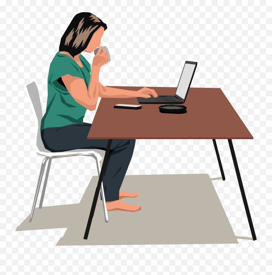 Big Image - Person Sitting At Computer Clipart Emoji,Desk Clipart