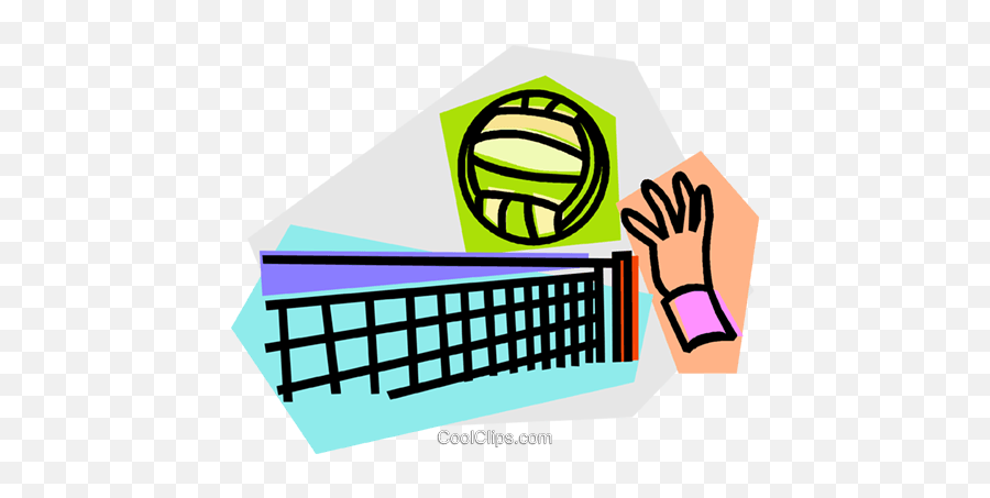 Hand Hitting Volleyball Over Net Royalty Free Vector Clip - Clipart Water Volleyball Emoji,Volleyball Net Clipart