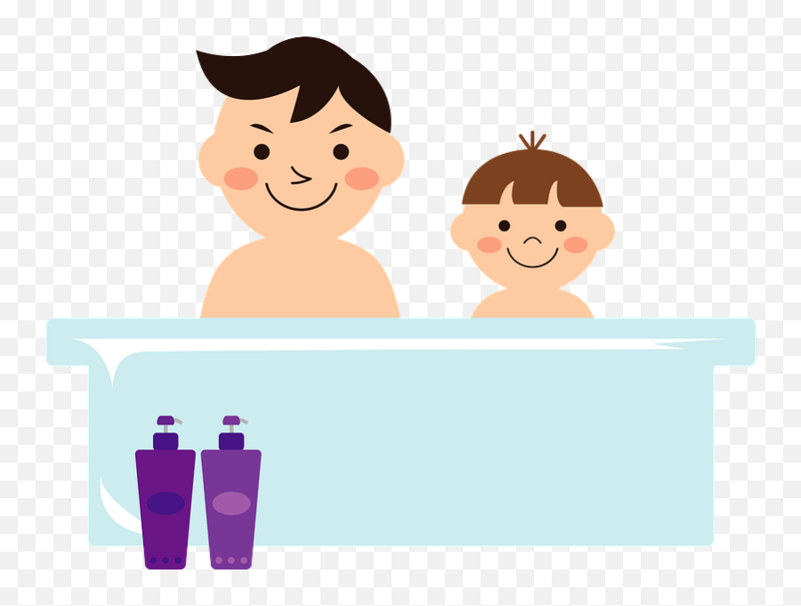 Father And Son Are In The Tub Clipart Emoji,Tub Clipart