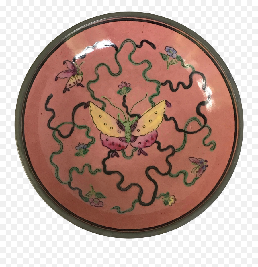 Neiman Marcus Custom Made Hong Kong Pink Butterfly Porcelain With Pewter Surround Emoji,Pink Butterfly Png