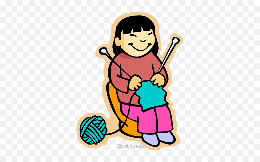Play Kids Girl Knitting Royalty - Kids Knitting Clip Art Emoji,Knitting Clipart
