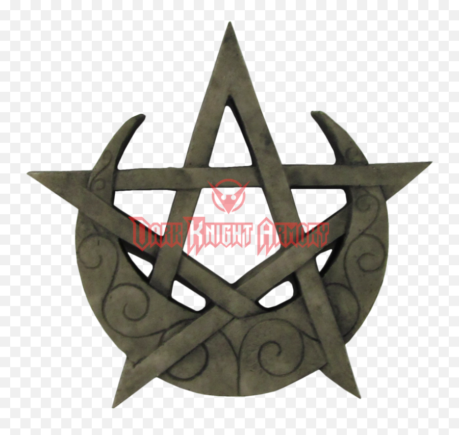 Download Crescent Moon Pentagram Plaque From Dark Knight - Crescent Moon Pentacle Emoji,Pentagram Logo
