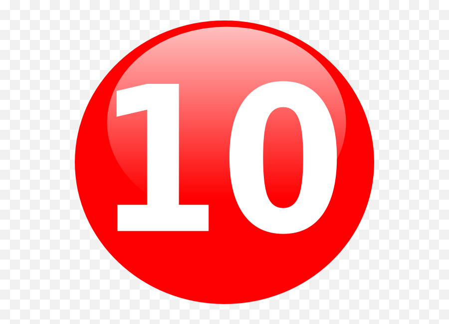 Glossy Red Circle Icon With 10 Clip Art At Clkercom - Red Number 10 Icon Emoji,Red Dot Transparent