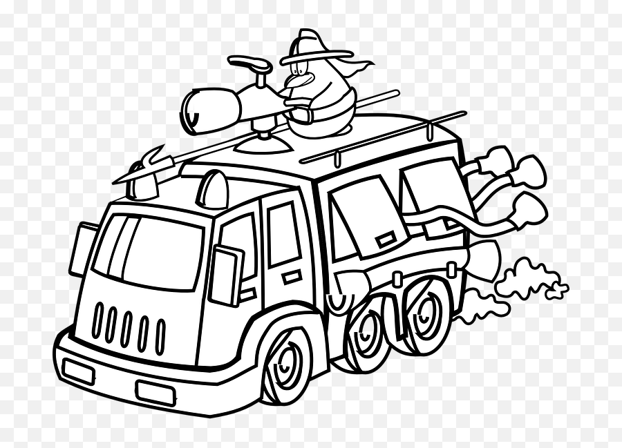 Fire Truck Clipart Outline - Clip Art Firetruck Black And White Emoji,Fire Truck Clipart