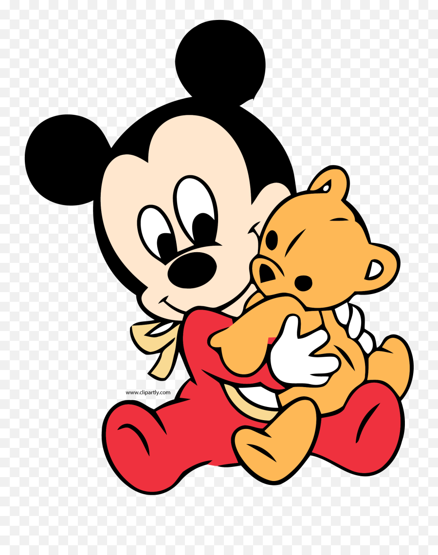 Baby Mickey Hug Toy Bear Clipart Png - Cartoon Baby Mickey Emoji,Baby Mickey Png